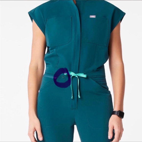 Figs Rafaela Cargo ScrubJumpsuit Caribbean blue SR - Picture 2 of 2